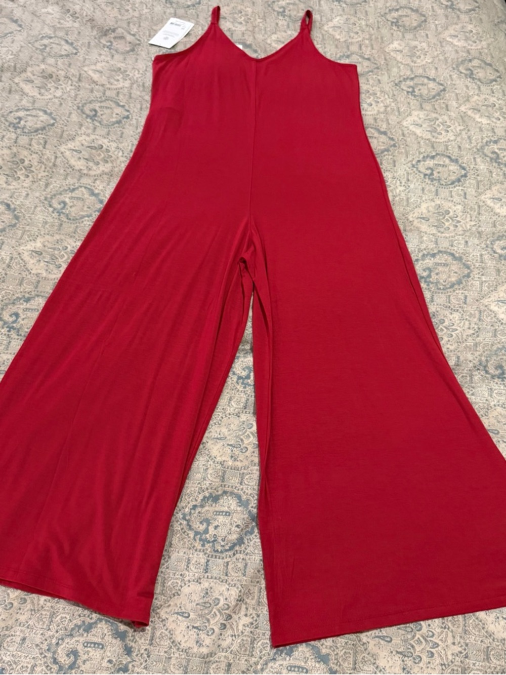 Athleta Garnet Red Wide-Leg Nighttime Bliss Romper with Spaghetti Straps - Picture 2 of 2